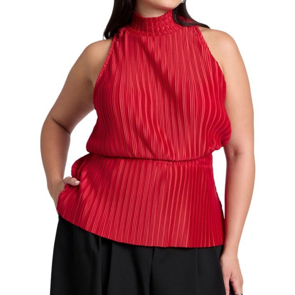 ♻️ LAST CHANCE! Eloquii Cherry Red Sleeveless Plisse Top - Size 18/20 - NWOTs
